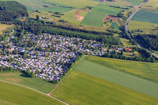 Aerial photograpy of Camping Heidehof in the district Machtolsheim in Laichingen in the state Baden-Wuerttemberg, Germany
