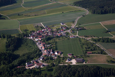 Village - view on the edge of agricultural fields and farmland in Briel in the state Baden-Wurttemberg