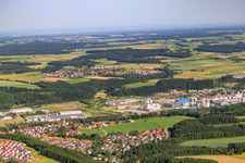 Aerial view of Industrial area on the Riß with Boehringer Ingelheim Biberach in Biberach an der Riß in the state Baden-Wuerttemberg, Germany