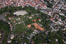 Oblique view of Town View of the streets and houses of the residential areas in Biberach an der Riss in the state Baden-Wurttemberg