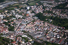 Town View of the streets and houses of the residential areas in Biberach an der Riss in the state Baden-Wurttemberg out of the air