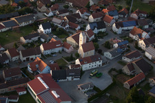 Aerial view of View of the streets and houses in the residential areas in Alleshausen in the state Baden-Wuerttemberg, Germany