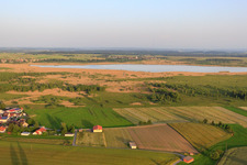 Aerial view of Federsee in the district Brackenhofen in Alleshausen in the state Baden-Wuerttemberg, Germany