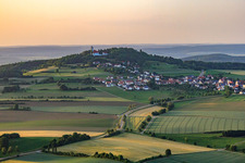 Village on the slopes of the Bussen, the Holy Mountain of Swabia and place of pilgrimage in the district Offingen in Uttenweiler in the state Baden-Wuerttemberg, Germany