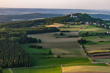 Aerial view of The Bussen - holy mountain of Upper Swabia in the district Offingen in Uttenweiler in the state Baden-Wuerttemberg, Germany