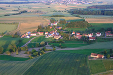 Village at the foot of the Bussen, the Holy Mountain of Swabia and place of pilgrimage in the district Aderzhofen in Uttenweiler in the state Baden-Wuerttemberg, Germany