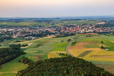 Aerial view of City view from the west in Ehingen in the state Baden-Wuerttemberg, Germany