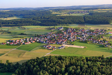 Aerial view of Village view on the Alb from the southeast in the district Dächingen in Ehingen in the state Baden-Wuerttemberg, Germany