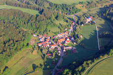Village view on the Alb from the east on the Große Lauter in the district Wasserstetten in Gomadingen in the state Baden-Wuerttemberg, Germany