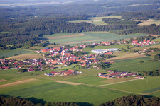 Village - view on the edge of agricultural fields and farmland in Eglingen in the state Baden-Wurttemberg, Germany