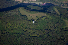 Aerial photograpy of Structure of the observation tower Schoenbergturm in the forest in Pfullingen in the state Baden-Wurttemberg, Germany