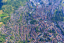 City view from the inner city area in Pfullingen in the state Baden-Wuerttemberg, Germany