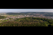 Panoramic perspective Town View of the streets and houses of the residential areas in Tuebingen in the state Baden-Wurttemberg, Germany