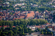 Church building in of Stiftskirche Old Town- center of downtown in Tuebingen in the state Baden-Wurttemberg, Germany