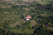 Aerial photograpy of Churches building the chapel Wurmlinger Kapelle - St. Remigius Kapelle in Tuebingen in the state Baden-Wurttemberg, Germany