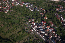 Aerial view of St. Michael's Church in the district Mönchberg in Herrenberg in the state Baden-Wuerttemberg, Germany