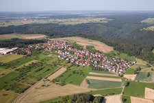 Aerial view of Village - View in the district Holzbronn in Calw in the state Baden-Wuerttemberg, Germany