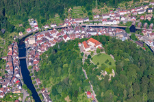 Aerial view of Loop of the Enz in Neuenbürg in the state Baden-Wuerttemberg, Germany