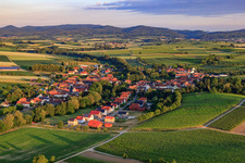 Village view in the morning from the east in Dierbach in the state Rhineland-Palatinate, Germany