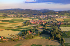 Village view in the morning from the east in the district Kapellen in Kapellen-Drusweiler in the state Rhineland-Palatinate, Germany