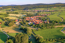 Village view in the morning from the east in Niederhorbach in the state Rhineland-Palatinate, Germany