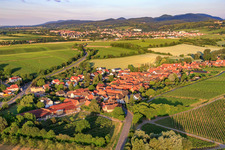 Village view in the morning from the northeast in Niederhorbach in the state Rhineland-Palatinate, Germany