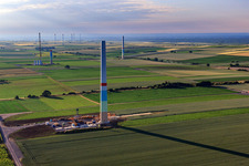 Oblique view of Construction site of the new wind farm in Offenbach an der Queich in the state Rhineland-Palatinate, Germany