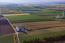 Construction site of the new wind farm in Offenbach an der Queich in the state Rhineland-Palatinate, Germany from above