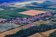 Aerial view of Village view from the northeast in the district Minderslachen in Kandel in the state Rhineland-Palatinate, Germany