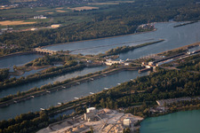 Impoundment and shore areas at the rhine river between Gambsheim and Freistett Rheinau in the state Baden-Wurttemberg, Germany