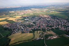 Gambsheim in the state Bas-Rhin, France from above