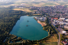 Village on the lake bank areas of a lake in Schutterwald in the state Baden-Wurttemberg, Germany