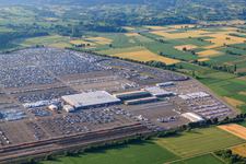 Parking lot with vehicles of MOSOLF Logistics & Services GmbH, branch Kippenheim in Kippenheim in the state Baden-Wuerttemberg, Germany