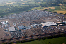 Aerial view of Bearing surface of myMOSOLF, MOSOLF Logistics & Services GmbH, Fahrzeugpflege and Smart-Repair in the industrial area in the district Mietersheim in Lahr/Schwarzwald in the state Baden-Wurttemberg, Germany