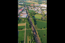 Bahnhofstraße industrial area on the railway line with EHRET and JRS Holzenergie HEW GmbH in the district Orschweier in Mahlberg in the state Baden-Wuerttemberg, Germany