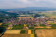 Town View of the streets and houses of the residential areas in Ringsheim in the state Baden-Wurttemberg, Germany