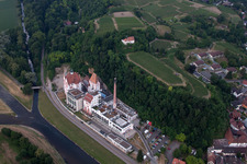 Aerial view of Palace Messmer Foundation on Grossherzog-Leopold-Platz in Riegel am Kaiserstuhl in the state Baden-Wurttemberg