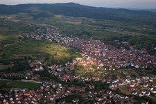 Aerial view of Town View of the streets and houses of the residential areas in Bahlingen am Kaiserstuhl in the state Baden-Wurttemberg
