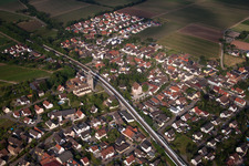 Aerial view of Town View of the streets and houses of the residential areas in Eschbach in the state Baden-Wurttemberg