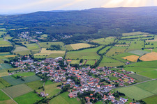 Aerial view of Village view from the east in Grebenhain in the state Hesse, Germany
