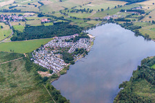 Camping with caravans and tents in the district Nieder-Moos in Freiensteinau in the state Hesse, Germany