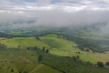 Aerial view of District Sieblos in Poppenhausen in the state Hesse, Germany