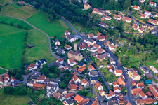 Aerial view of Church of St. Bartholomew and James, Steinau in the district Steinau in Petersberg in the state Hesse, Germany