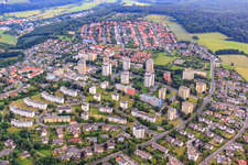 Residential high-rise buildings on Adenauerstraße in the Aschenberg district from the south in Fulda in the state Hesse, Germany