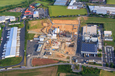 Aerial view of Industrial area with construction site for the expansion of Milupa in Schleyerstr in the district Besges in Fulda in the state Hesse, Germany