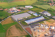 Aerial view of Böcklerstraße industrial estate with VTL Networked Transport Logistics GmbH in the district Besges in Fulda in the state Hesse, Germany