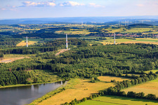Construction site for wind turbine tower assembly in the district Gunzenau in Freiensteinau in the state Hesse, Germany