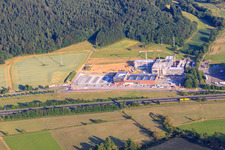 Aerial view of Building complex and grounds of the engelbert strauss workwearstore® in the district Wirtheim in Biebergemünd in the state Hesse, Germany