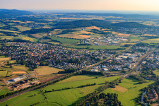 View of the city from the northeast in the Kinzig valley on the A66 in the district Altenhaßlau in Linsengericht in the state Hesse, Germany