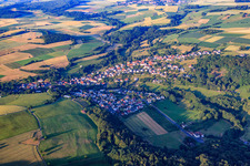 Aerial photograpy of Village view from the west in the district Rinderbügen in Büdingen in the state Hesse, Germany
